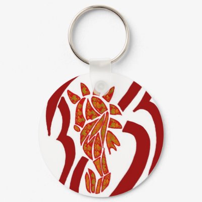 Orange and red Sea Horse key chain by marcya7