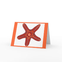 orange and red starfish greeting card