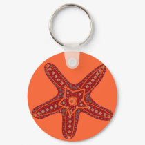 orange and red starfish key chain keychains