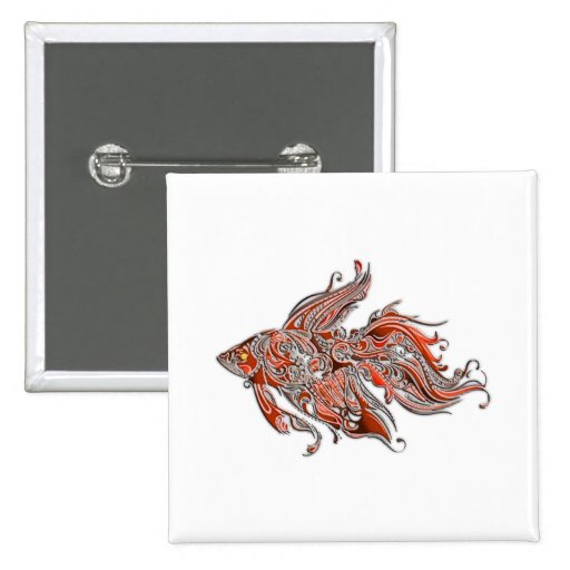 Orange and Rust Swirly Fantail Goldfish Buttons