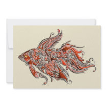 Orange and Rust Swirly Fantail Goldfish Custom Announcement