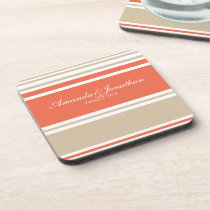 Orange and Tan Modern Stripes Drink Coasters