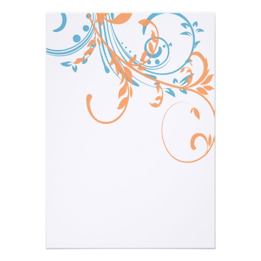 Orange and Teal Double Floral Wedding Invitation