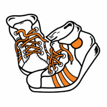 orange and white basketball sneakers graphic acrylic cut outs