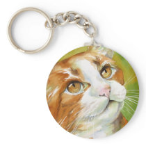 Orange and White Cat Keychain