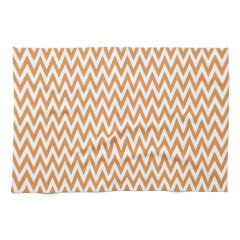 Orange and White Chevron Zig Zag Stripes Pattern Towels