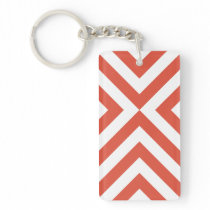 Orange and White Chevrons key chains