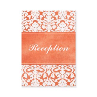 Orange and White Damask on Linen Enclosure Card profilecard