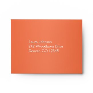 Orange and White Damask Return Address A2 Envelope envelope