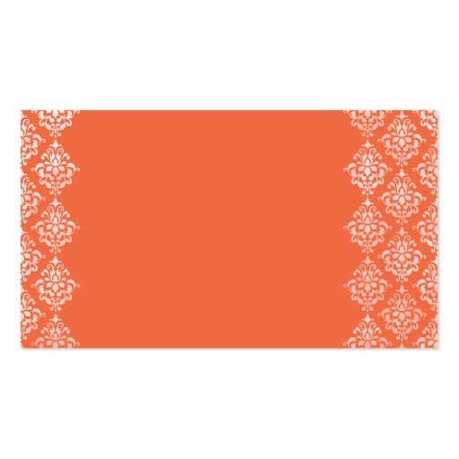 Orange and White Damask Wedding Place Cards Business Cards (back side)