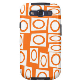 Orange and White Fun Circle Square Pattern Samsung Galaxy SIII Cover