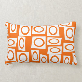 Orange and White Fun Circle Square Pattern Pillows