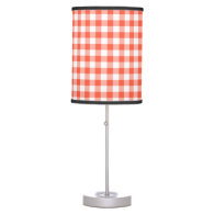 Orange And White Gingham Check Pattern Table Lamp