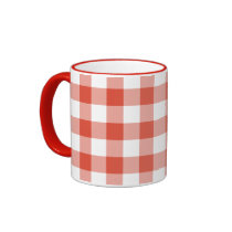 Orange and White Gingham Pattern mugs