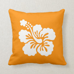 Orange and White Hibiscus Pillow