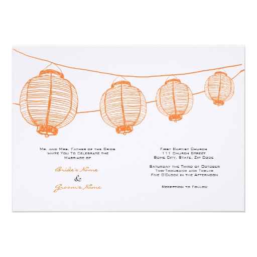 Orange and White Lanterns Wedding Invitation