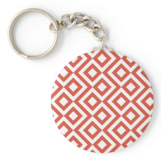 Orange and White Meander Keychain