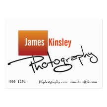 Orange and white photographer business card