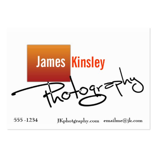 Orange and white photographer business card