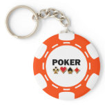 ORANGE AND WHITE POKER CHIP KEYCHAIN