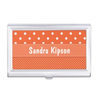 Orange and White Polka Dot Business Card Holder