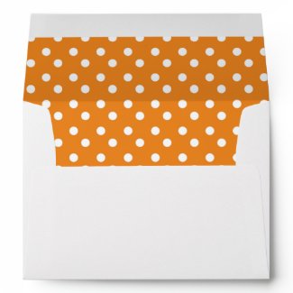 Orange and White Polka Dot Lined Envelope envelope