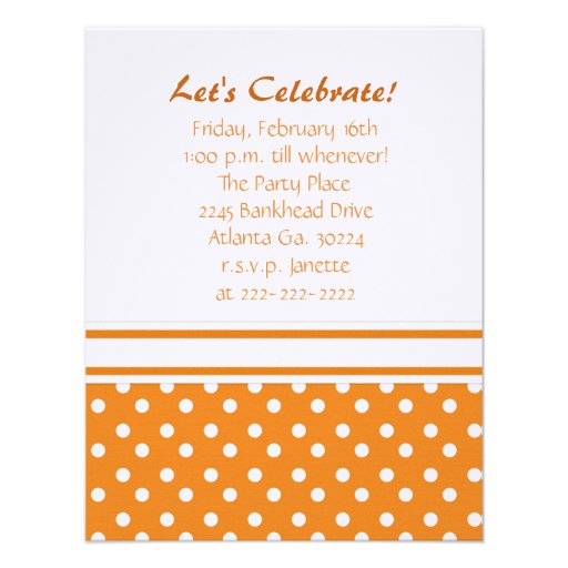 Orange and White Polka Dot Party Invitation