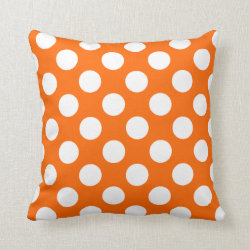Orange and White Polka Dot Pattern Throw Pillow