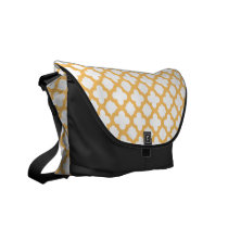 Orange and White Quatrefoil Pattern Commuter Bags