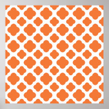Orange and White Quatrefoil Pattern Print