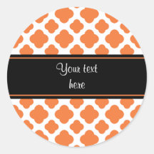 Orange and White Quatrefoil Pattern Stickers