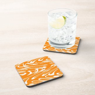 Orange and White Retro Pattern. Coasters