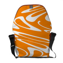 Orange and White Retro Pattern. Messenger Bags