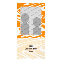 Orange and White Retro Pattern. Customized Photo Card