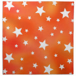 Orange and White Star Pattern Cloth Napkin