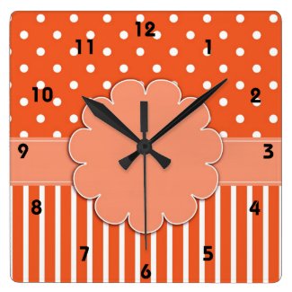 Orange and White Striped Wall Clock