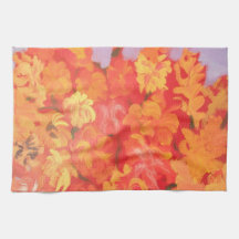 orange and yellow blooming flowers cotton kitchen kitchen towels