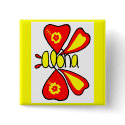 Orange and yellow butterfly BUTTON