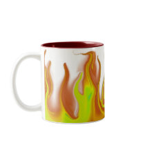 Orange and Yellow Fire mug mugs