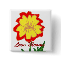 Orange and yellow flower, Love Blooms button by marcya7 Orange and yellow flower, Love Blooms button