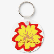 Orange and yellow flower, Love Blooms key chain keychains