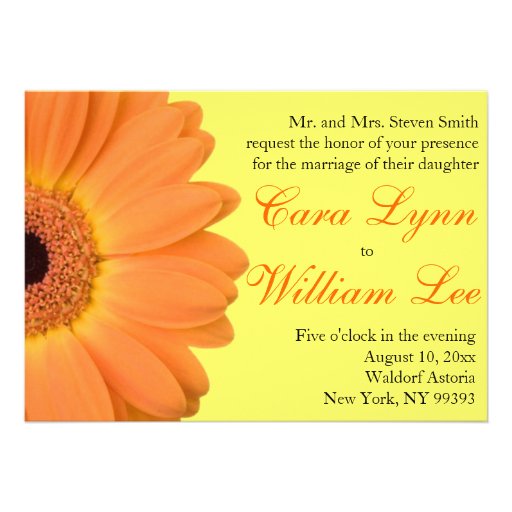 Orange and Yellow Gerber Daisy Wedding Invitations