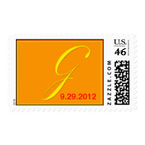 Orange and Yellow Monogram G Postage