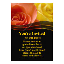 Orange and Yellow Rose Flower Personalized Invitations