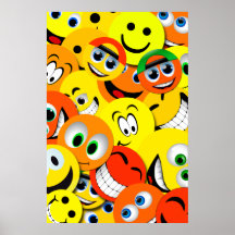 ORANGE AND YELLOW SMILEY FACES COLLAGE POSTER