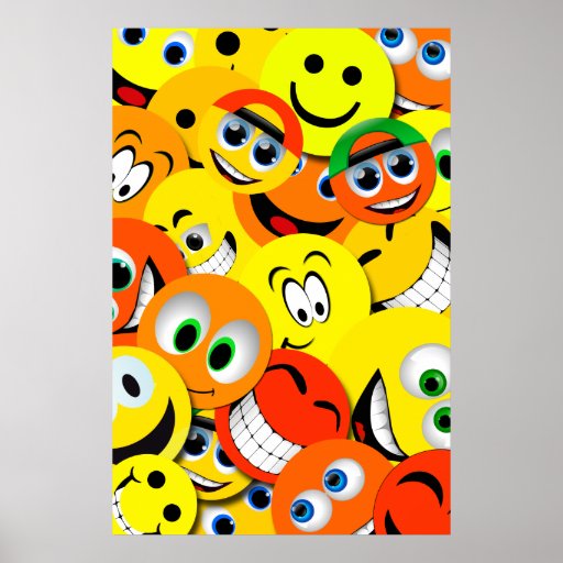 Orange And Yellow Smiley Faces Collage Poster Zazzle