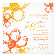 Orange and Yellow Wild Flowers Wedding Invitation