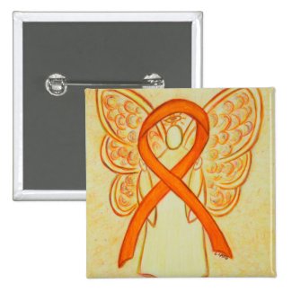 Orange Angel Awareness Ribbon Custom Art Pins