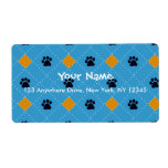 Orange Argyle Paw Prints Shipping Labels