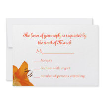 Orange Asiatic Lily Wedding RSVP card Personalized Announcement
